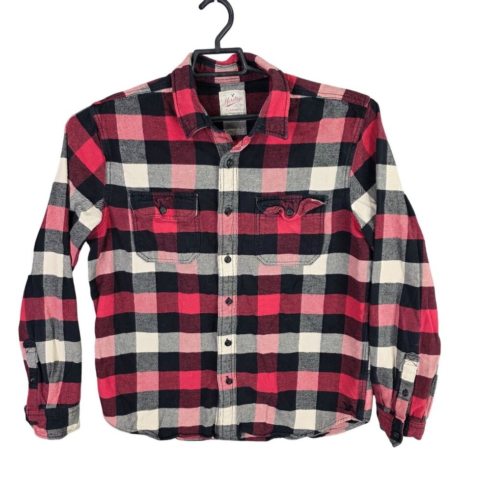 Mens American Eagle Heritage Flannel Checkered Shirt Button Up Long Sleeve L